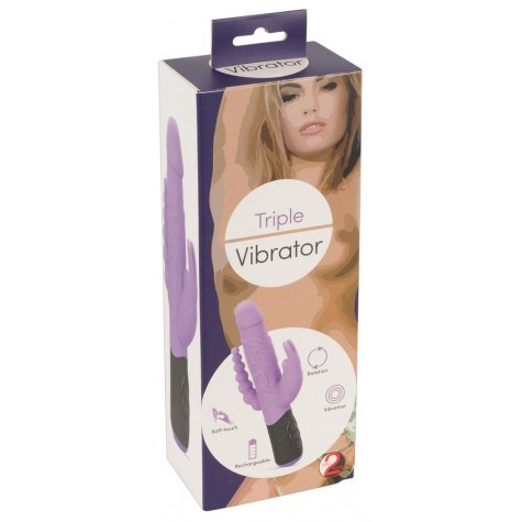 Сиреневый тройной вибратор Triple Vibrator - 22,2 см.